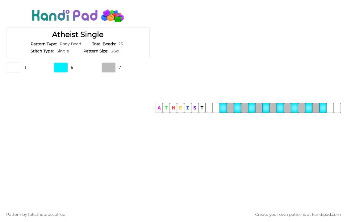 Atheist Single - Pony Bead Pattern by lukathebroccolikid on Kandi Pad - beige,light blue