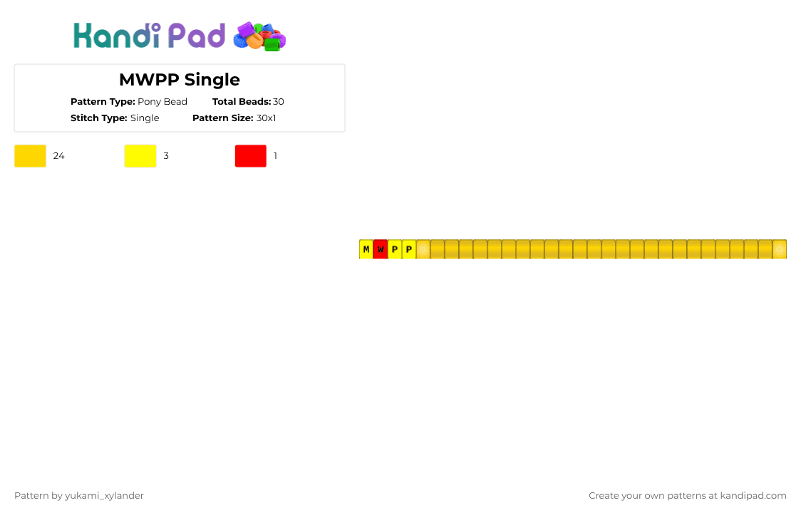 MWPP Single - Pony Bead Pattern by lukathebroccolikid on Kandi Pad - yellow