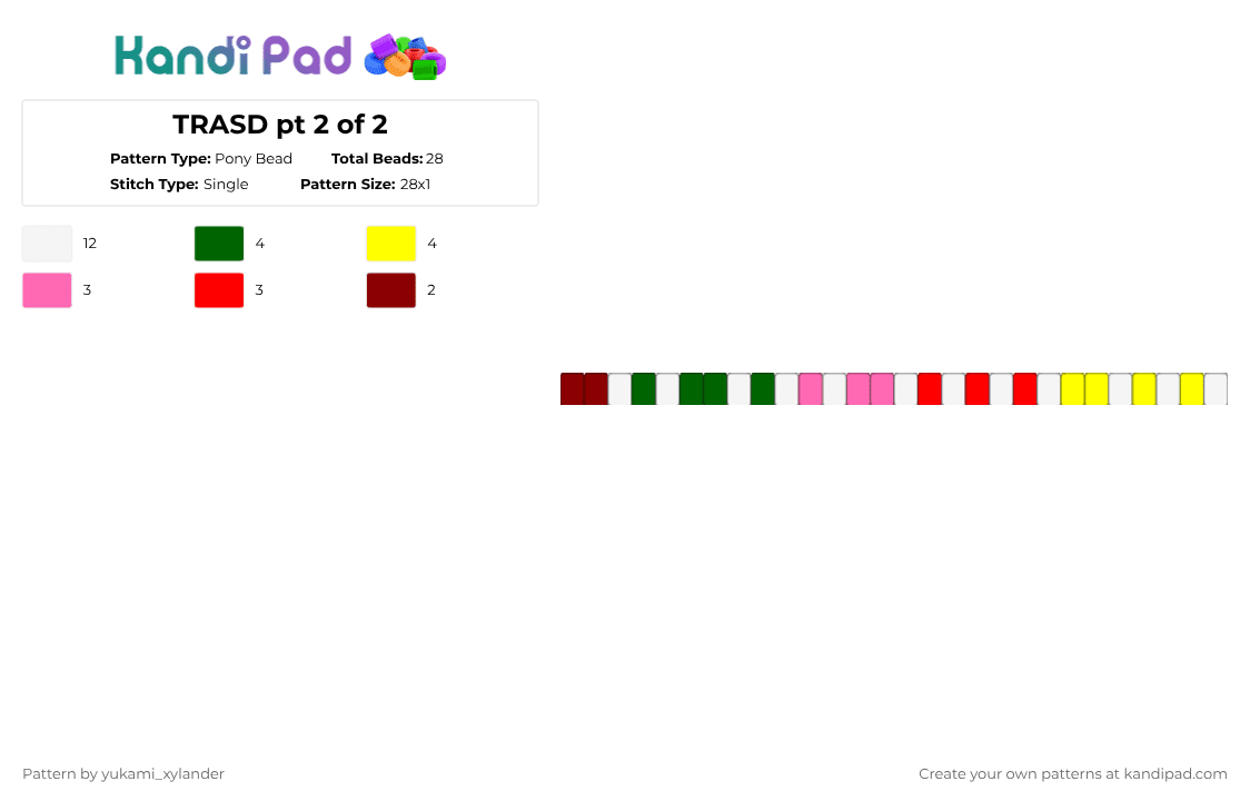 TRASD pt 2 of 2 - Pony Bead Pattern by lukathebroccolikid on Kandi Pad - red,green,yellow