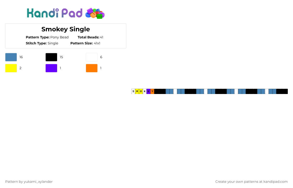 Smokey Single - Pony Bead Pattern by lukathebroccolikid on Kandi Pad - blue