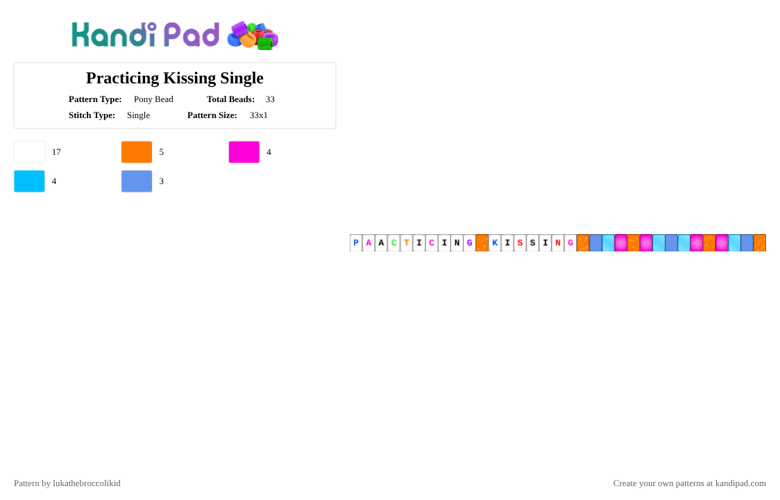 Practicing Kissing Single - Pony Bead Pattern by lukathebroccolikid on Kandi Pad - white,light blue