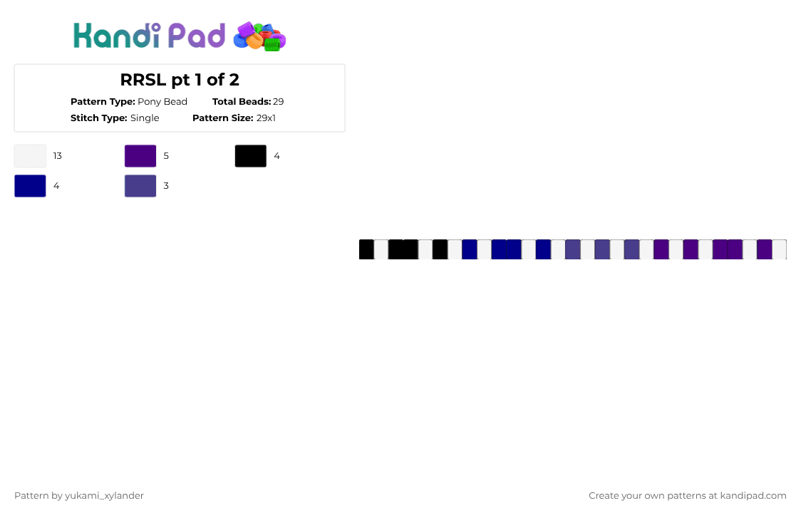 RRSL pt 1 of 2 - Pony Bead Pattern by lukathebroccolikid on Kandi Pad - white,purple