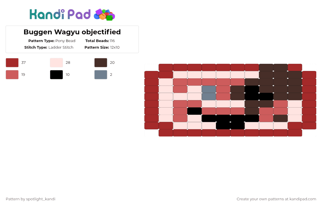 Buggen Wagyu objectified - Pony Bead Pattern by spotlight_kandi on Kandi Pad - 