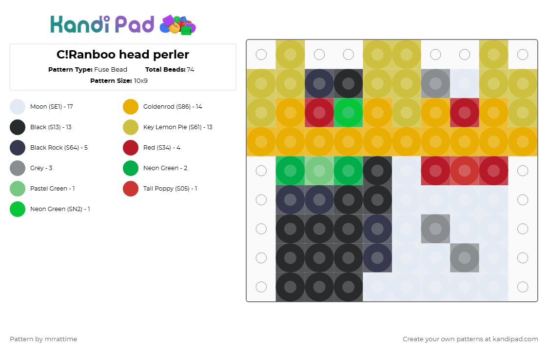 C!Ranboo head perler - Fuse Bead Pattern by mrrattime on Kandi Pad - yellow,orange,dsmp,minecraft,ranboo,enderman