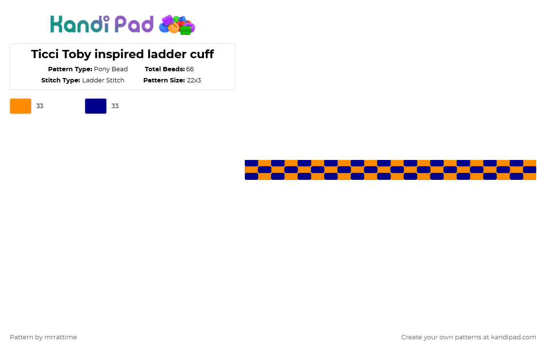 Ticci Toby inspired ladder cuff - Pony Bead Pattern by mrrattime on Kandi Pad - orange,purple,creepypasta,ticci toby