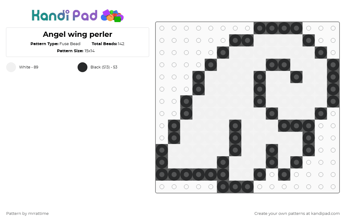Angel wing perler - Fuse Bead Pattern by mrrattime on Kandi Pad - angel, black, white