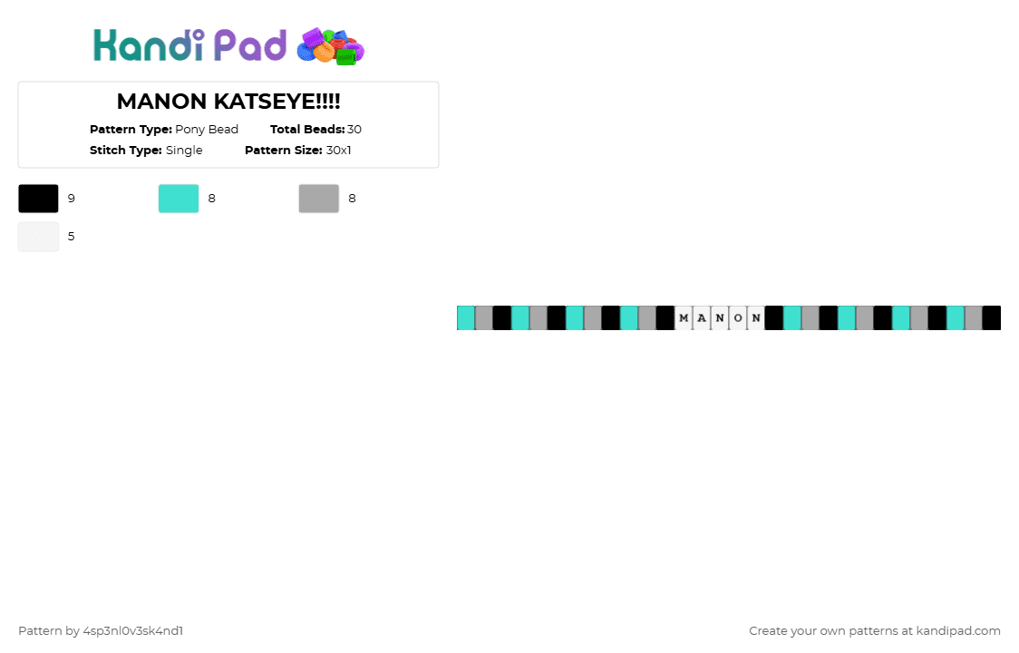 MANON KATSEYE!!!! - Pony Bead Pattern by 4sp3nl0v3sk4nd1 on Kandi Pad - light blue,beige,manon,katseye,kandi,single