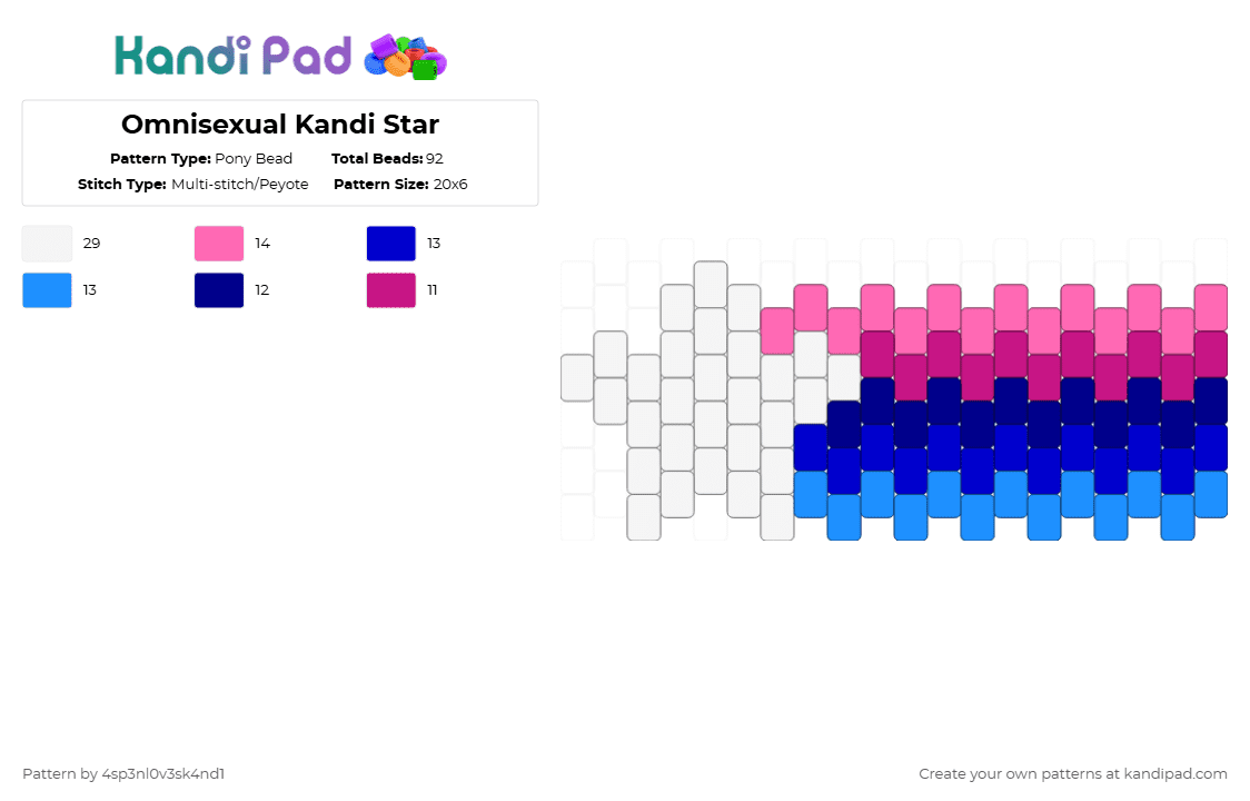 Omnisexual Kandi Star - Pony Bead Pattern by 4sp3nl0v3sk4nd1 on Kandi Pad - pink,purple,cotdstars,lgbtq,omnisexual,kandi