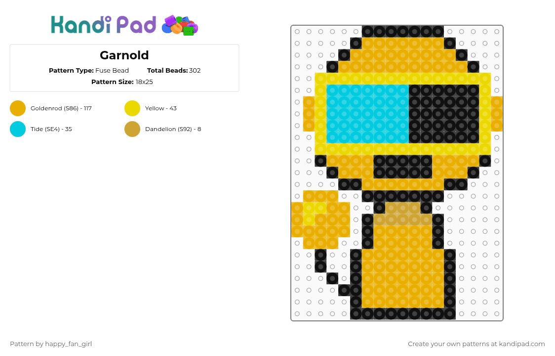 Garnold - Fuse Bead Pattern by happy_fan_girl on Kandi Pad - orange,sprunki,garnold,gold,character,incredibox,funky,music,gaming