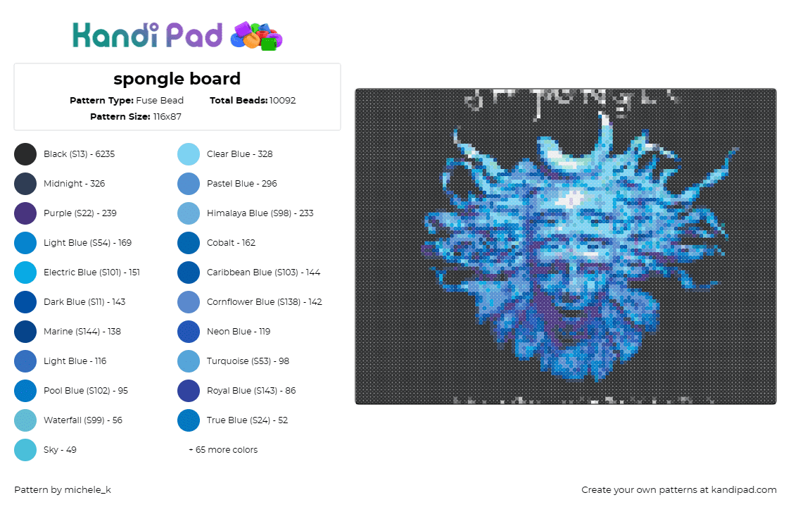 spongle board - Fuse Bead Pattern by michele_k on Kandi Pad - shpongle,psychedelic,music,edm,blue