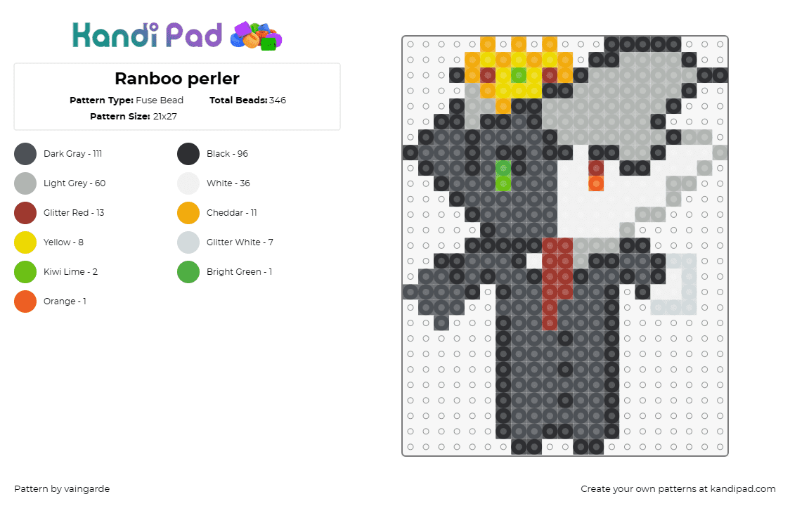 Ranboo perler - Fuse Bead Pattern by vaingarde on Kandi Pad - ranboo,streamer,youtube,video game,crown,gray