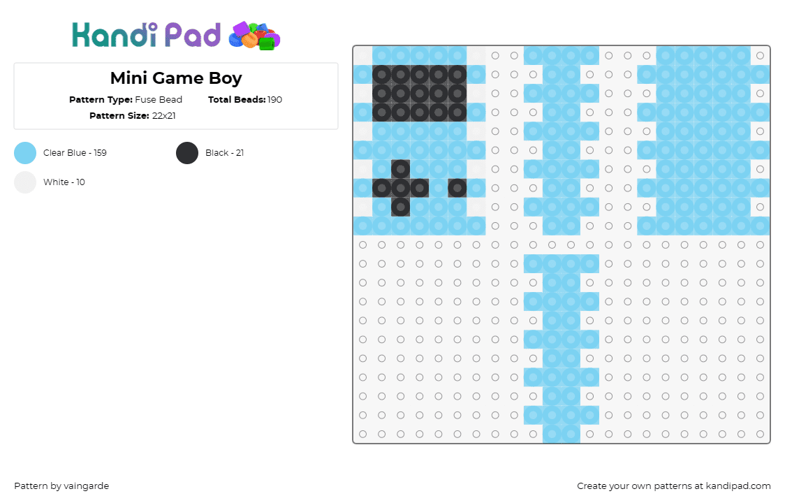 Mini Game Boy - Fuse Bead Pattern by vaingarde on Kandi Pad - gameboy,video games,3d,nintendo