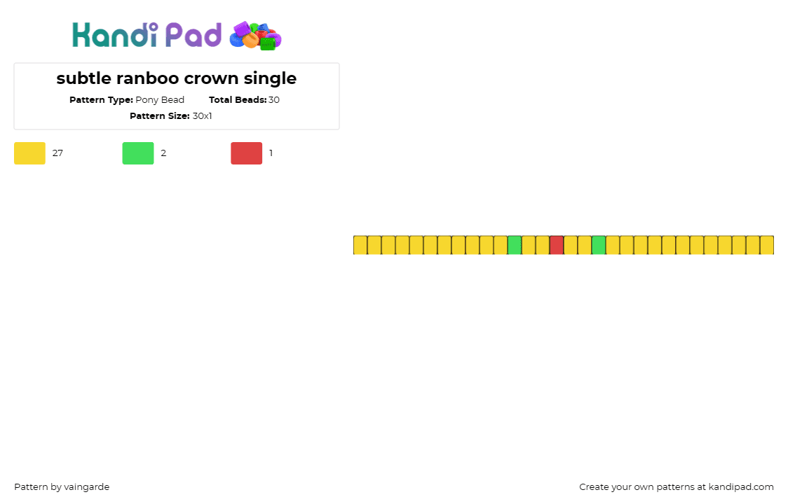 subtle ranboo crown single - Pony Bead Pattern by vaingarde on Kandi Pad - ranboo,crown,streamer,single,bracelets