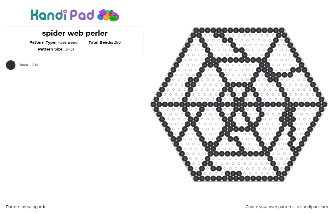 spider web perler - Fuse Bead Pattern by vaingarde on Kandi Pad - spiders,halloween,spider web,spooky,hexagon