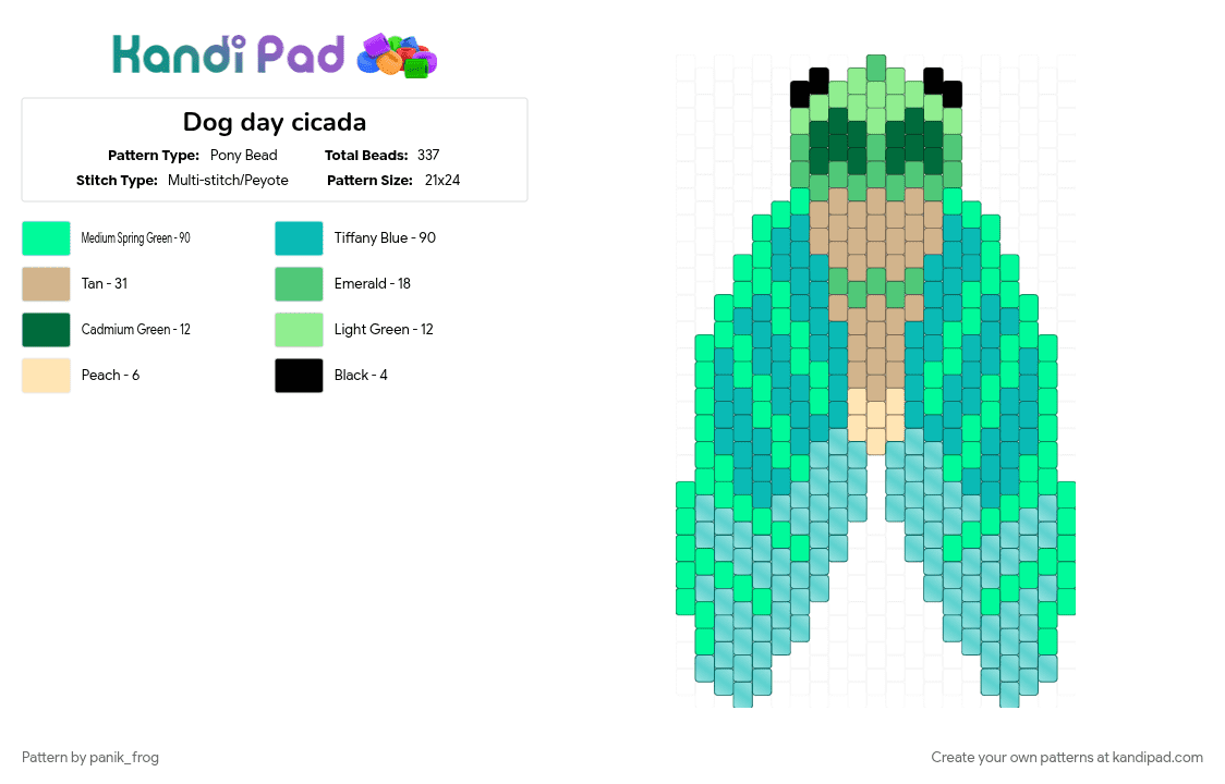 Dog day cicada - Pony Bead Pattern by panik_frog on Kandi Pad - teal
