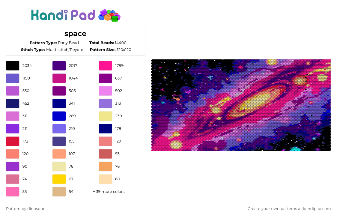 space - Pony Bead Pattern by dinosour on Kandi Pad - pink,purple,blue