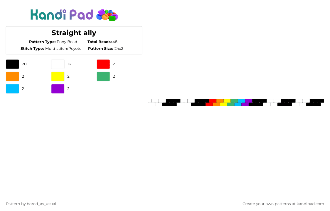 Ally Color Patterns Straight ally Pony Bead Pattern - Kandi Pad | Kandi Patterns, Fuse Bead ...