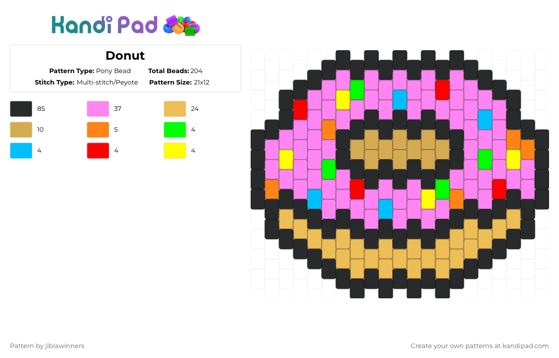 Donut - Pony Bead Pattern by jlblawinners on Kandi Pad - donut