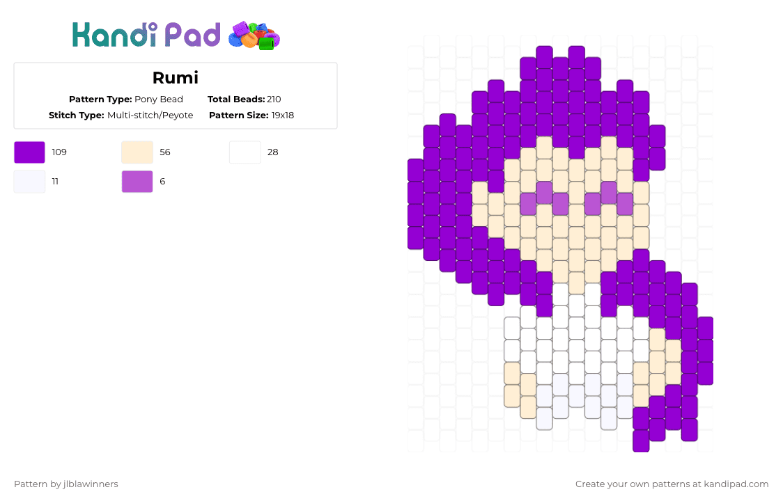 Rumi Pattern Color Rumi Pony Bead Pattern - Kandi Pad | Kandi Patterns, Fuse Bead Patterns ...