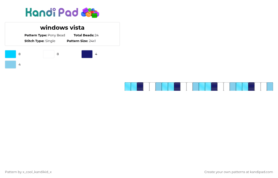 windows vista - Pony Bead Pattern by x_cool_kandikid_x on Kandi Pad - light blue