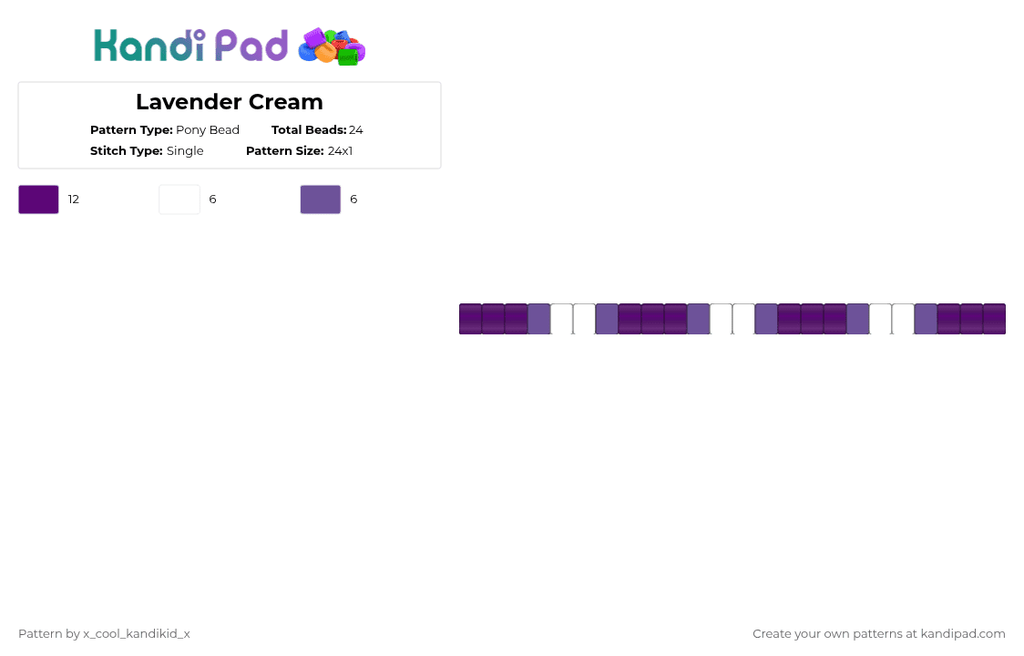 Lavender Cream - Pony Bead Pattern by x_cool_kandikid_x on Kandi Pad - purple