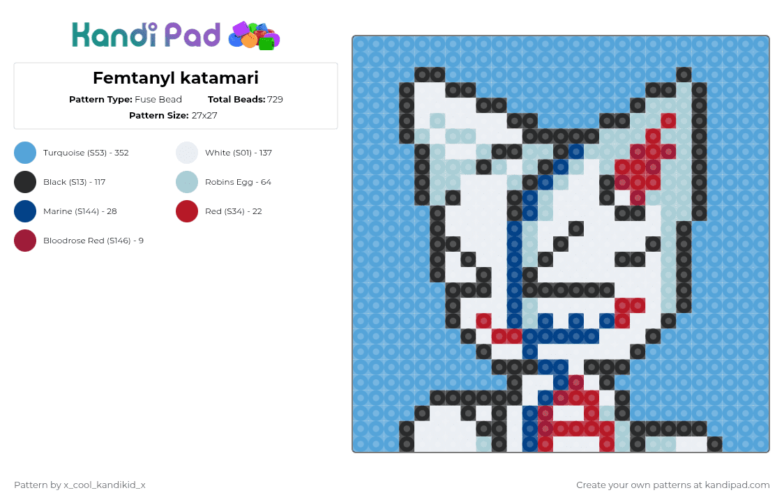 Femtanyl katamari - Fuse Bead Pattern by x_cool_kandikid_x on Kandi Pad - light blue