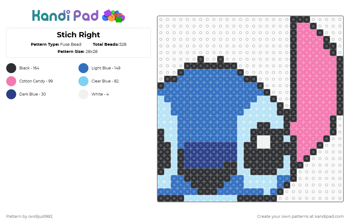 Stich Right - Fuse Bead Pattern by ovidijus1992 on Kandi Pad - blue