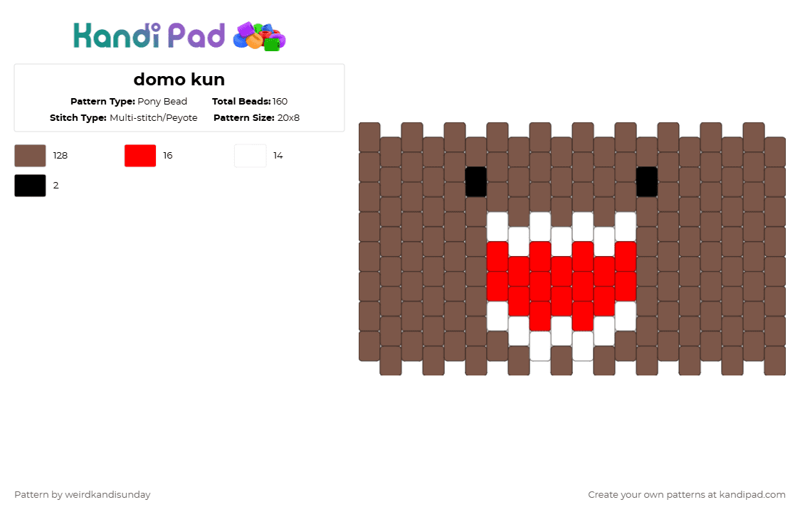 domo kun - Pony Bead Pattern by weirdkandisunday on Kandi Pad - tan