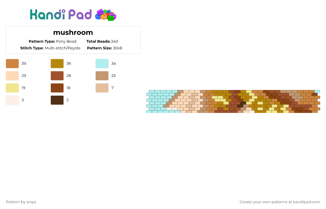 mushroom - Pony Bead Pattern by snips on Kandi Pad - beige,orange,red,colorful,cotdbrushstrokes,mushroom,brown,painting