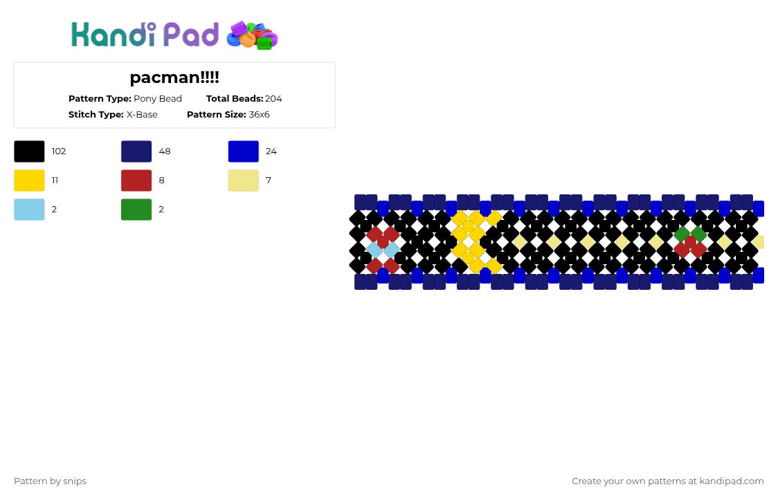 pacman!!!! - Pony Bead Pattern by snips on Kandi Pad - black,purple,cotdarcade,pacman,video game,classic video game