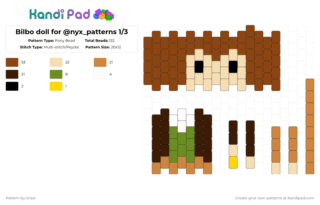 Bilbo doll for @nyx_patterns 1/3 - Pony Bead Pattern by snips on Kandi Pad - red,beige,orange,brown,doll,bilbo baggins,lord of the rings,hobbit