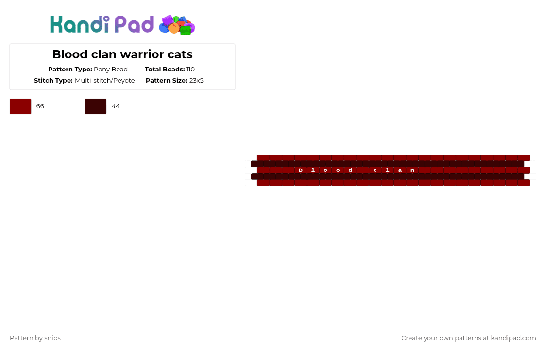 Blood clan warrior cats - Pony Bead Pattern by snips on Kandi Pad - warrior cats,clan,blood,emo,goth