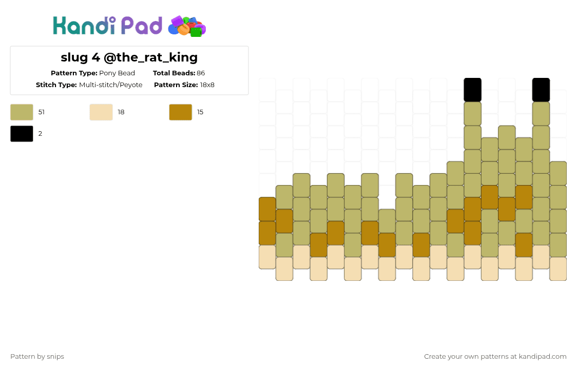 slug 4 @the_rat_king - Pony Bead Pattern by snips on Kandi Pad - beige,slug,brown,idk,tag,cuff