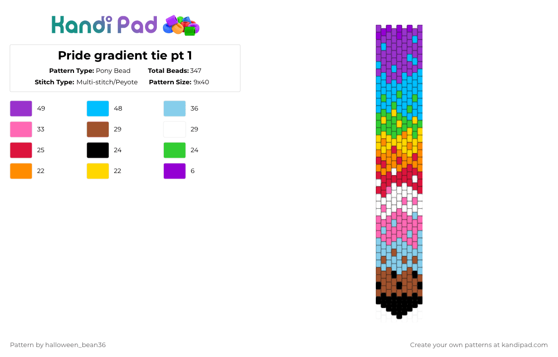 Pride gradient tie pt 1 - Pony Bead Pattern by halloween_bean36 on Kandi Pad - 