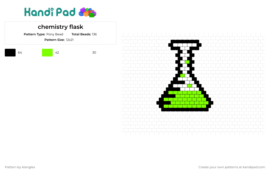 chemistry flask - Pony Bead Pattern by klangles on Kandi Pad - flask,beaker,science,chemistry,acid,green
