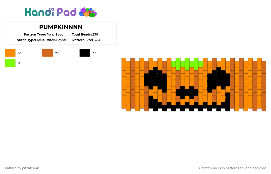 PUMPKINNNN - Pony Bead Pattern by pizzatwink on Kandi Pad - orange,pumpkin,kool,kewl,halloween,gourdy,spooky,awesome sauce