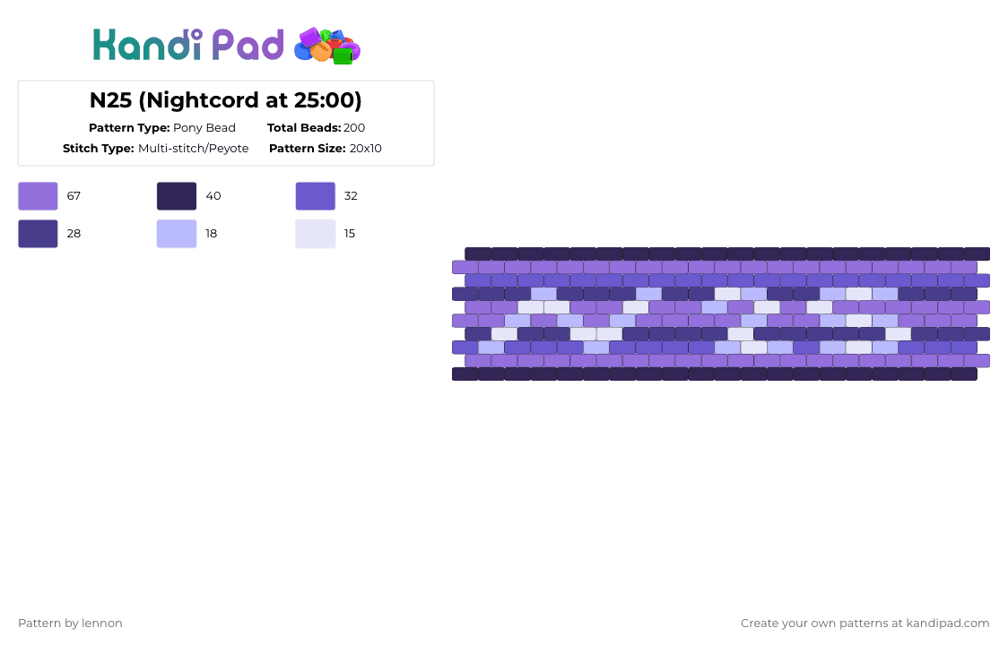 N25 (Nightcord at 25:00) - Pony Bead Pattern by lennon on Kandi Pad - purple