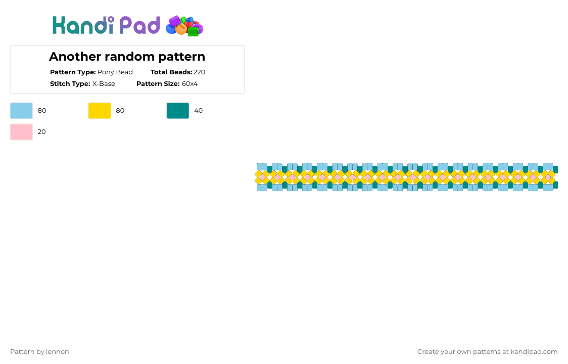 Another random pattern - Pony Bead Pattern by lennon on Kandi Pad - light blue,yellow