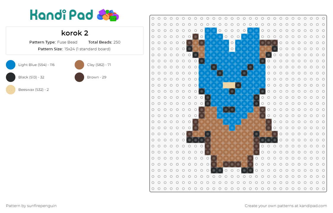 korok 2 - Fuse Bead Pattern by sunfirepenguin on Kandi Pad - korok,legend of zelda,video game,wooden,leaf,mask,recreation,charming,vibrant,enthusiast,craft,brown,blue