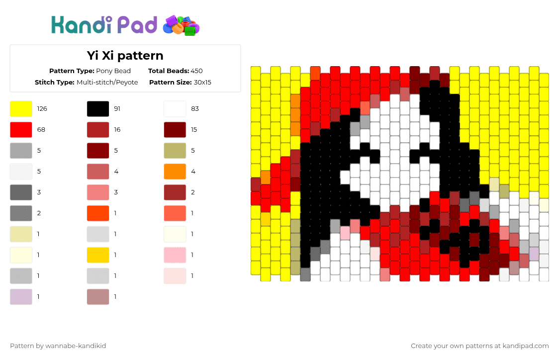 Yi Xi pattern - Pony Bead Pattern by wannabe-kandikid on Kandi Pad - 