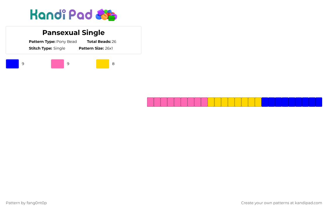 Pansexual Single - Pony Bead Pattern by fang0nt0p on Kandi Pad - purple,pink,pride,pansexualawareness,pansexual,fang0nt0p,yippee