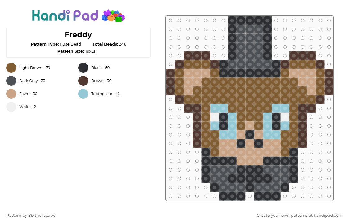 Freddy - Fuse Bead Pattern by 8bithellscape on Kandi Pad - tan