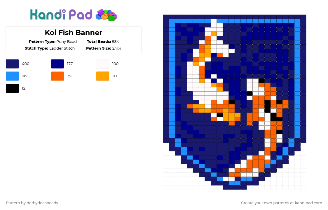 Koi Fish Banner - Pony Bead Pattern by derbydoesbeads on Kandi Pad - purple