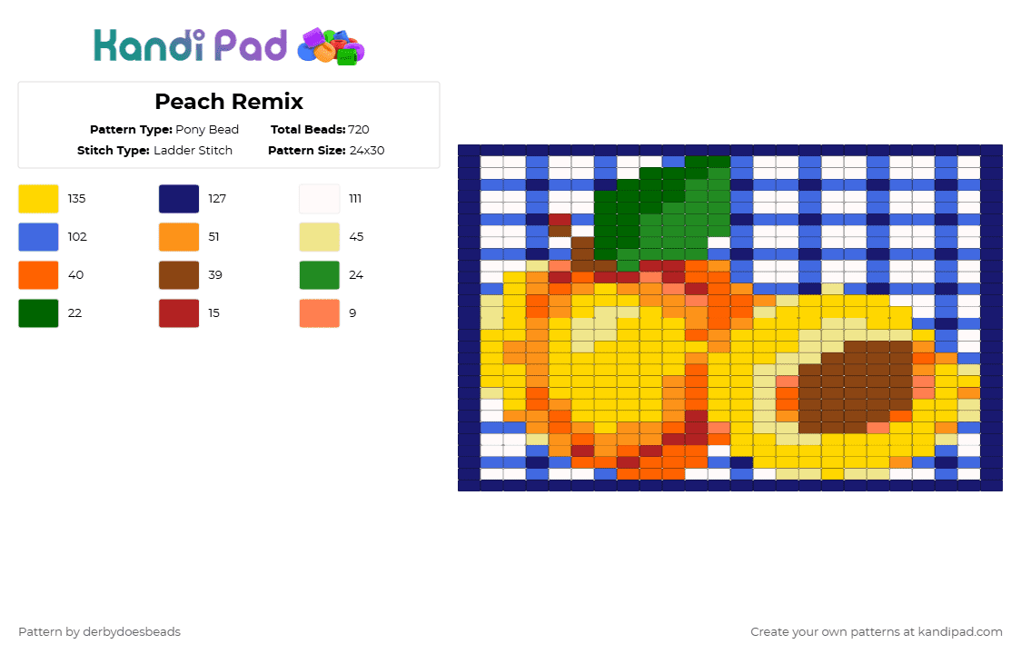 Peach Remix - Pony Bead Pattern by derbydoesbeads on Kandi Pad - banner, blue, flag, orange, peach, purple, yellow