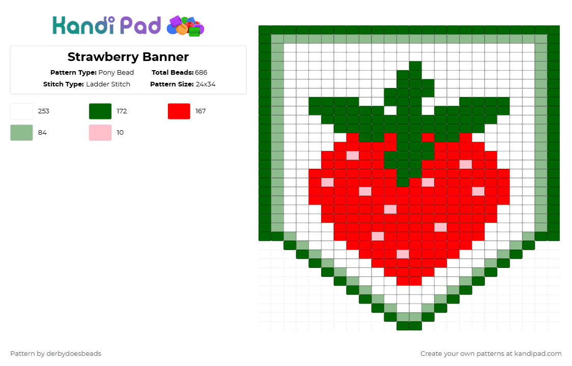 Strawberry Banner - Pony Bead Pattern by derbydoesbeads on Kandi Pad - strawberry,banner,flag