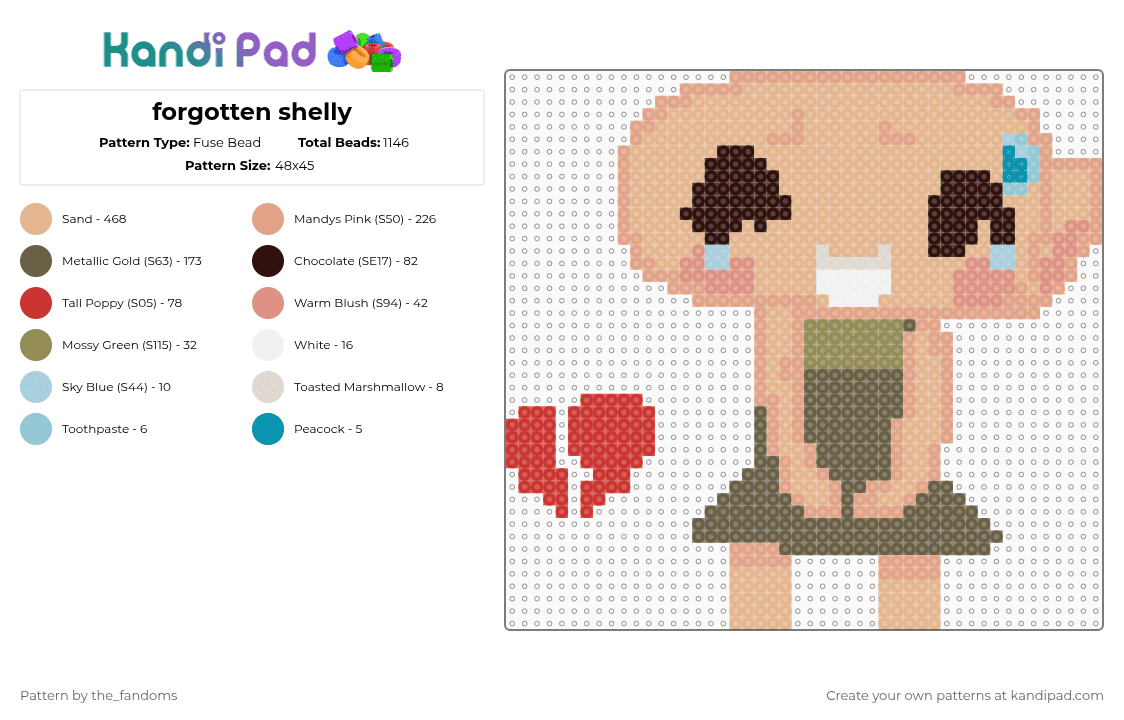 forgotten shelly - Fuse Bead Pattern by the_every_holiday_gangster on Kandi Pad - beige, tan