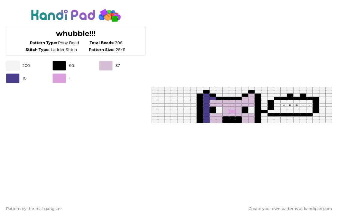 whubble!!! - Pony Bead Pattern by the_every_holiday_gangster on Kandi Pad - white,pink