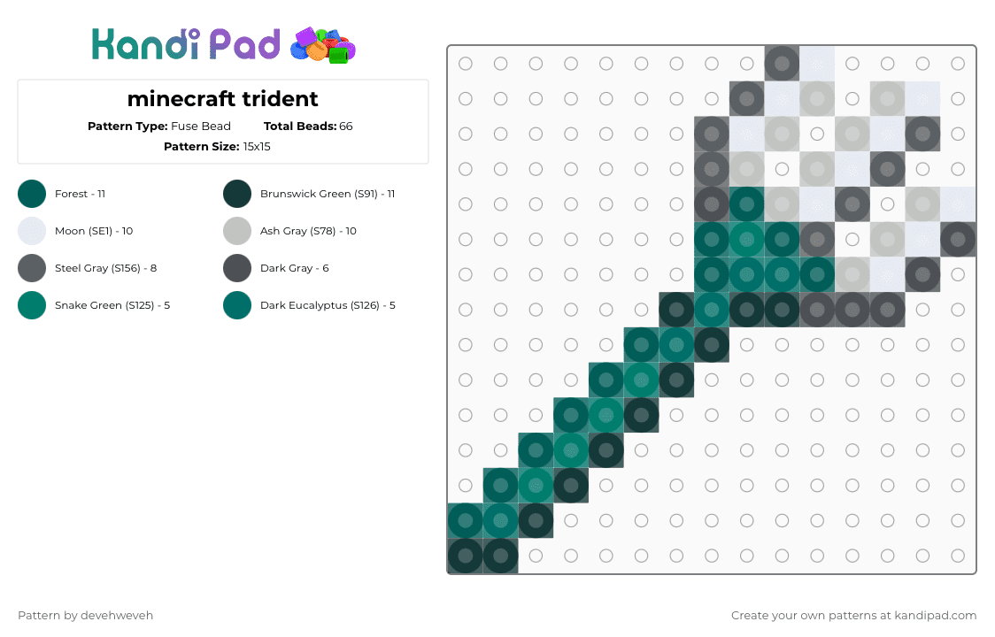 minecraft trident - Fuse Bead Pattern by devehweveh on Kandi Pad - gray,minecraft,minecraftperler,minecraftitem,trident,minecrafttrident,spokeishere,mcyt
