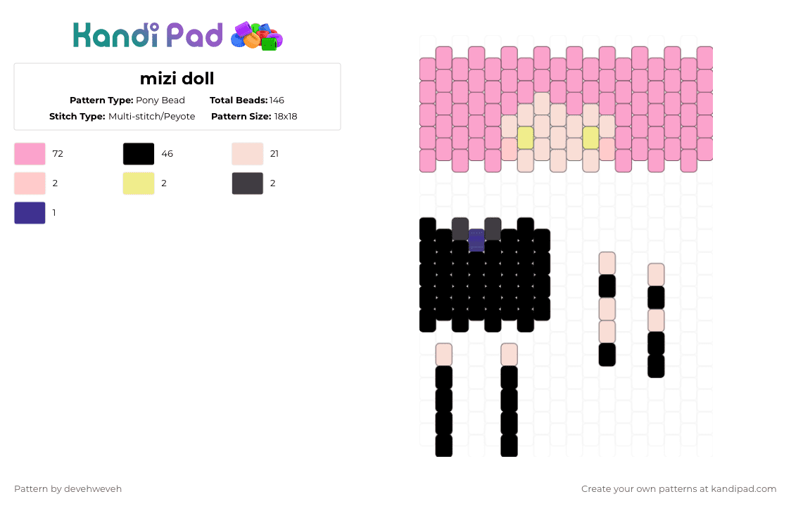 mizi doll - Pony Bead Pattern by devehweveh on Kandi Pad - pink