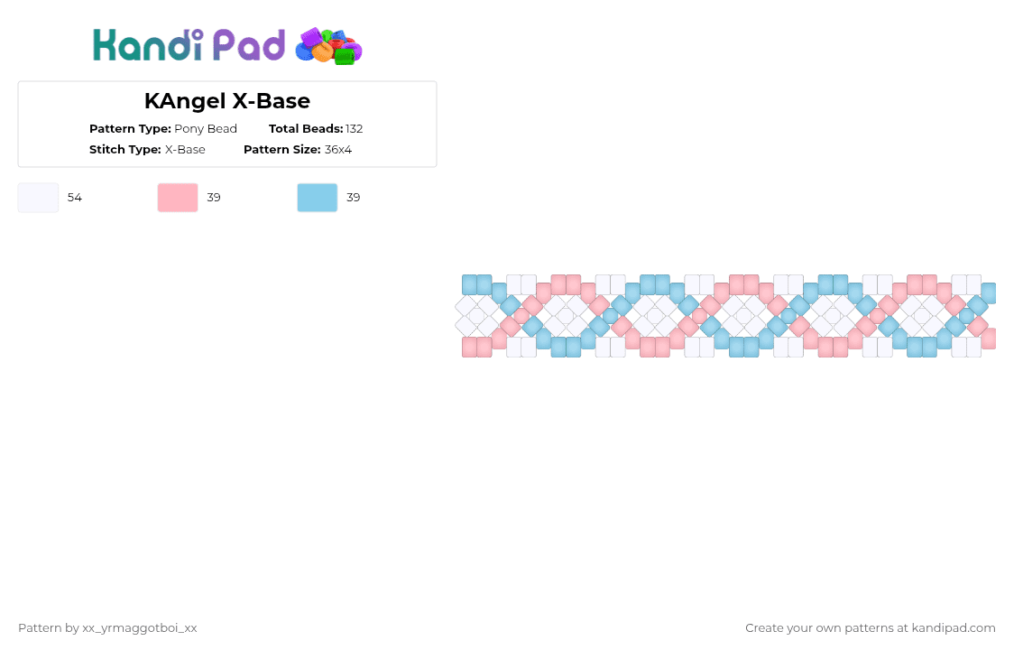 KAngel X-Base - Pony Bead Pattern by xx_yrmaggotboi_xx on Kandi Pad - pink,light blue,nso,ngo,kangel,ame chan